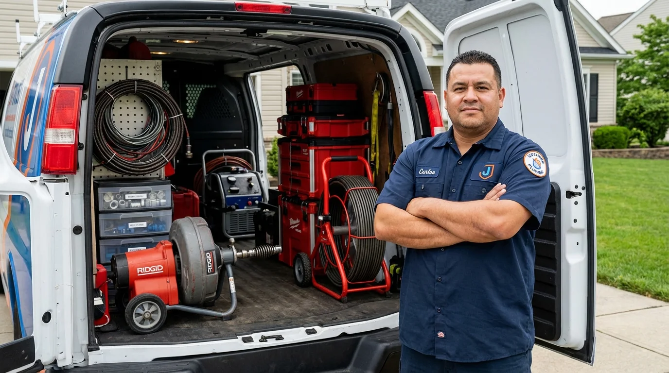 Professional drain cleaning equipment and Johns Plumbing LLC plumber in Blue Island